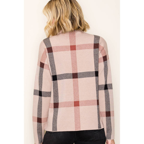 CHECKER MOCK NECK SWEATER