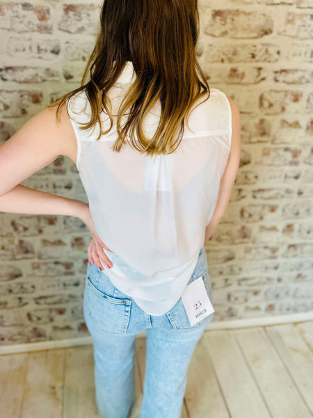 Sleeveless Surplice Blouse