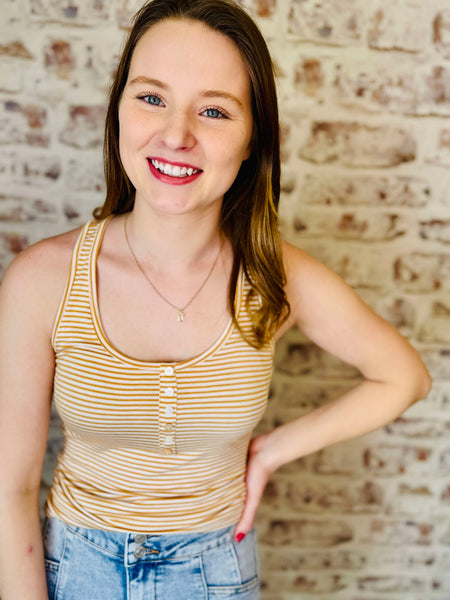 Striped Button Front  Tank