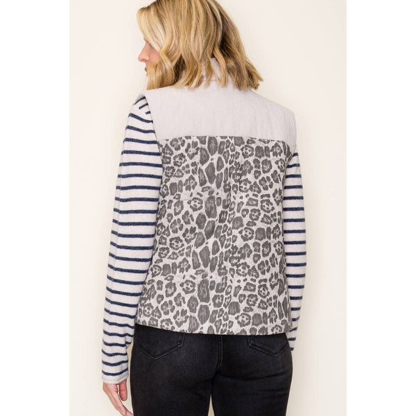 ANIMAL PRINT CORDUROY PUFFER VEST