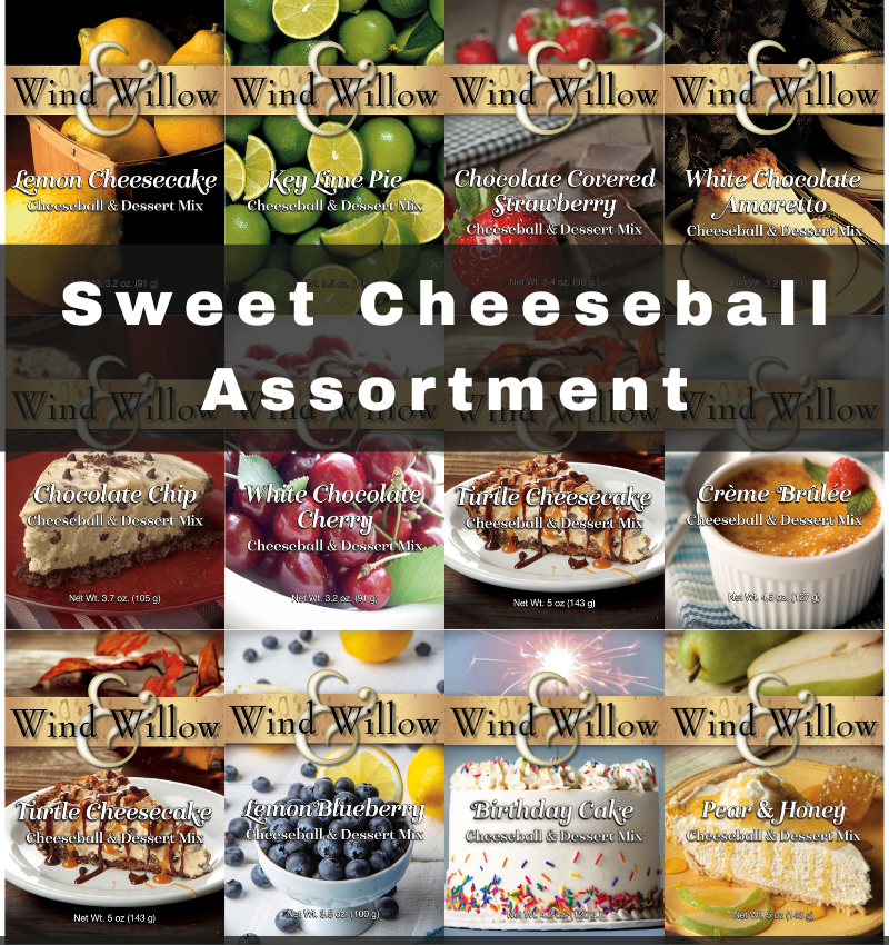 an assortment of DIY cheese ball mixes ranging from sweet to savory
