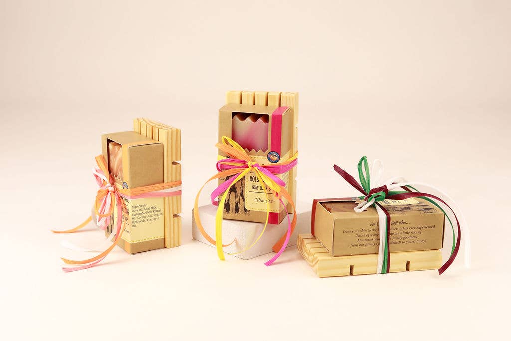 Gift Set | Wooden Soap Dish with Goat Milk Soap