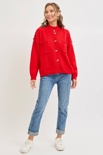 Red Button Down Sweater