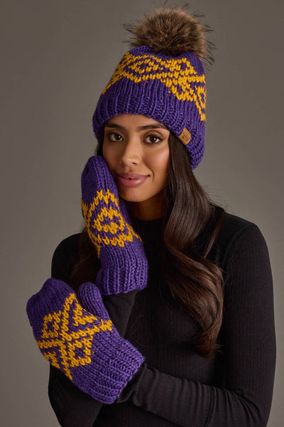 Purple & Gold Patterned Mittens