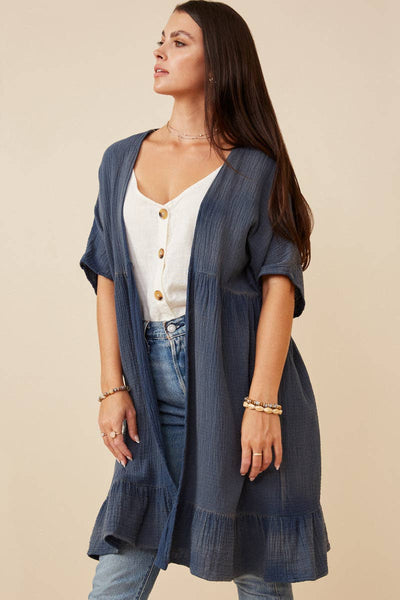 Washed Short Sleeve Kimono