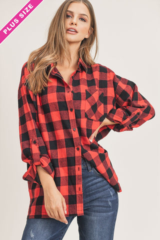 Oversized Flannel Red & Black