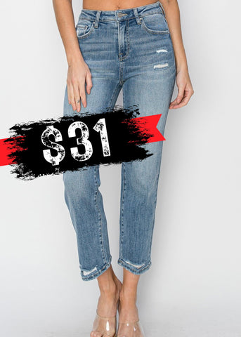 Risen: High Rise Straight Jeans