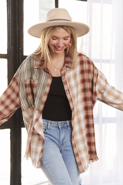 FRAYED EDGE PLAID SHIRT