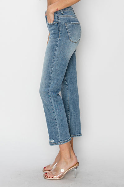 Risen: High Rise Straight Jeans