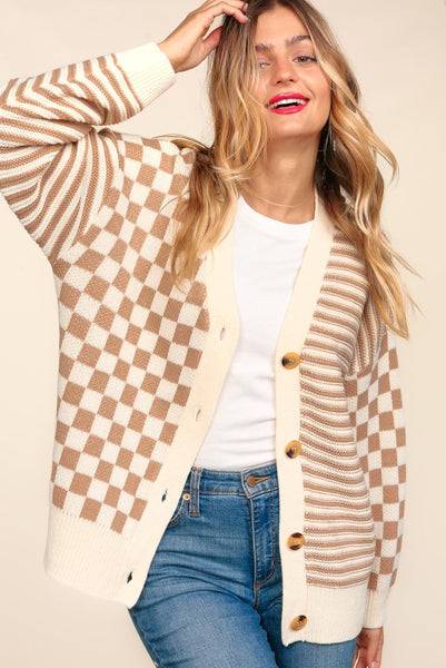 Checker & Stripe Cardigan