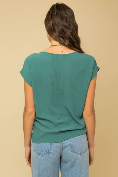 Side Twist Hem Short Sleeve Round Neck Top
