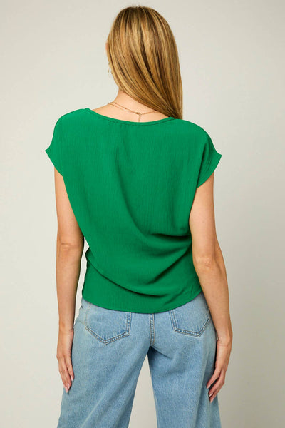 Side Twist Hem Short Sleeve Round Neck Top