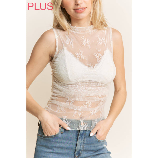 Lace High Neck Tank