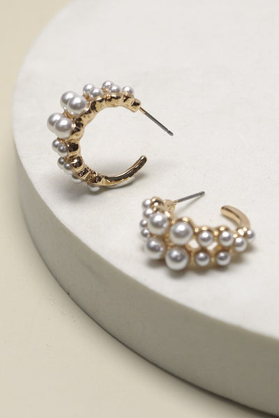 Double Row Pearl Earrings