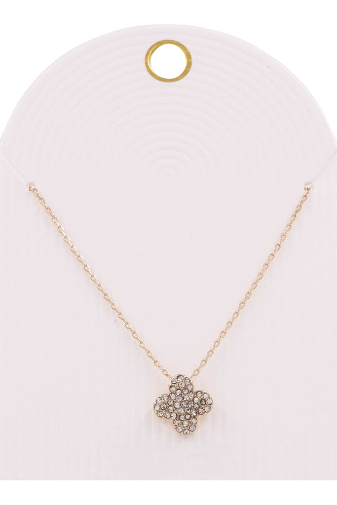 Quatrefoil Rhinestone Pendant Necklace