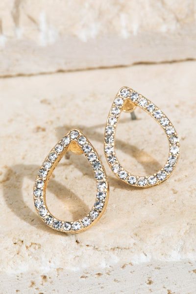 Pave Rhinestone Teardrop Stud