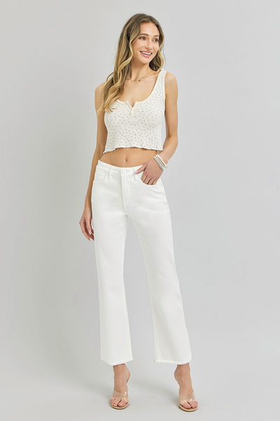 White Mid Rise Crop Jean