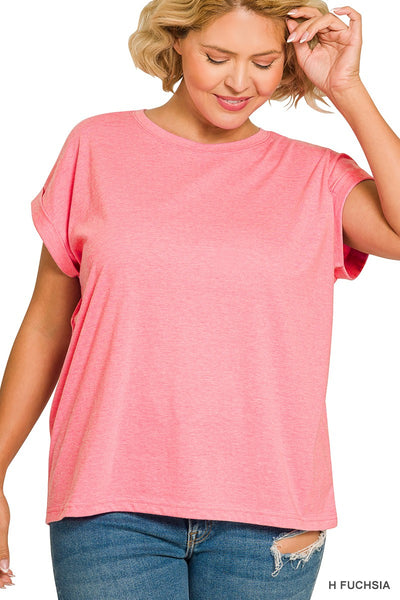 Cotton Cuffed Sleeve T-Shirt
