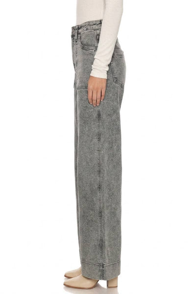 Gray Acid Wash Palazzo Jeans