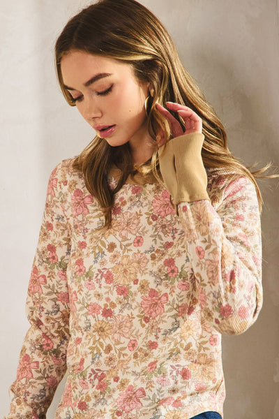Waffle Floral Top