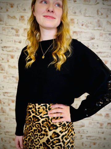 Black Sweater Sequin Stripe