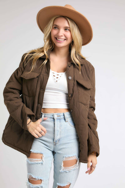 Brown Quilted Jacket