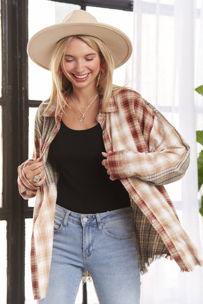 FRAYED EDGE PLAID SHIRT