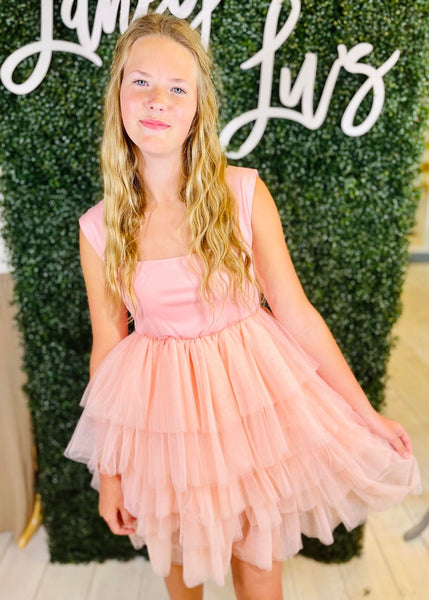 Tiered Tulle Blush Dress