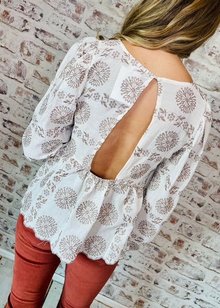 Open Back Embroidered Top