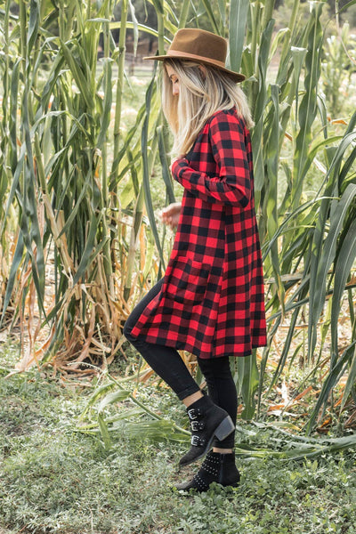 Buffalo Plaid Pocket Cardigan