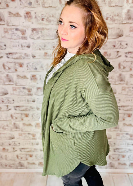 Solid Hood Open Cardigan