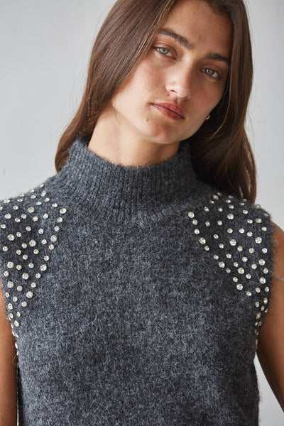 Sleeveless Knit Rhinestone