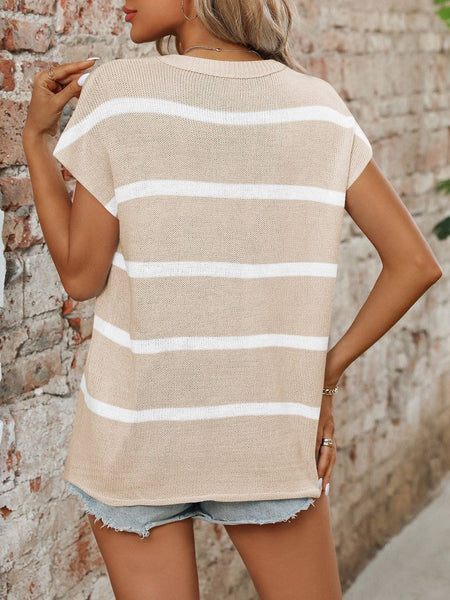 Striped Short Sleeve Sweater