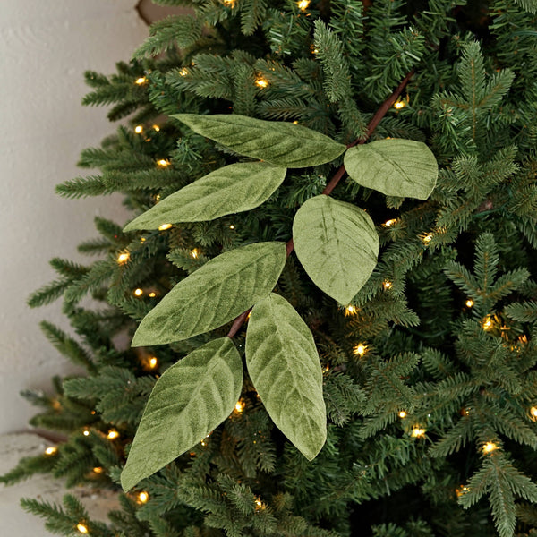 24in Spray-Green Velvet Magnolia Leaves-