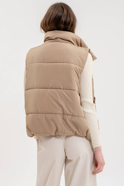 Solid Zip-up Puffer Vest