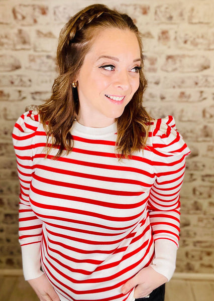 Puff Red Stripe Sweater