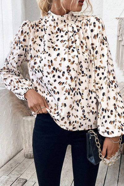 Lantern Sleeve Pleated Blouse