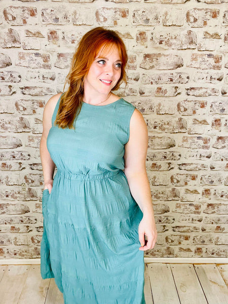 Vintage Jade Sleeveless Dress