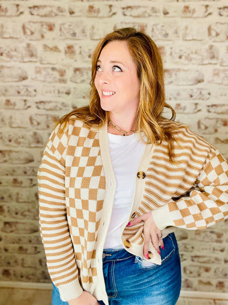 Checker & Stripe Cardigan