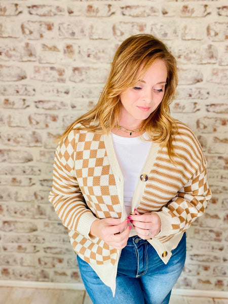 Checker & Stripe Cardigan