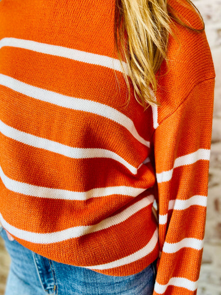 Orange Stripe Oversize Sweater