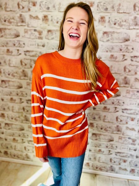 Orange Stripe Oversize Sweater