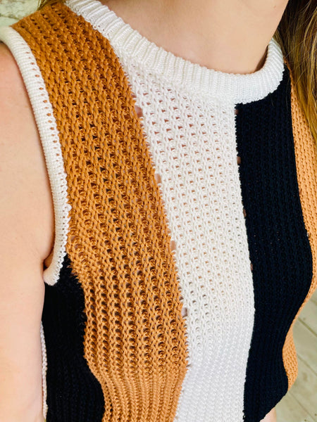 Sleeveless Stripe Sweater