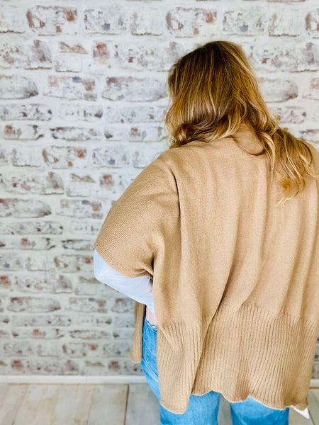 Knit Kimono Cardigan Camel