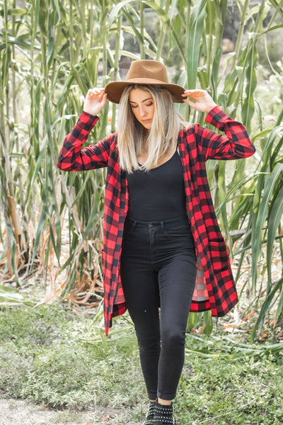 Buffalo Plaid Pocket Cardigan