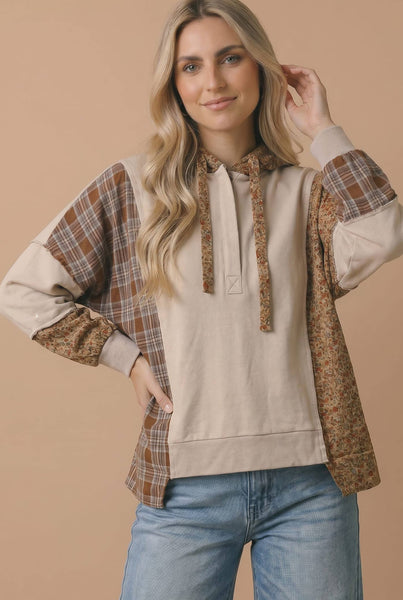 Plaid Color Block Hoodie