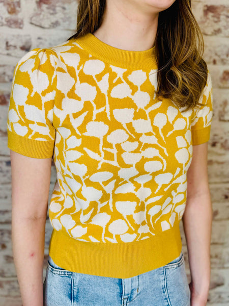 Short Sleeve Mustard Sweater