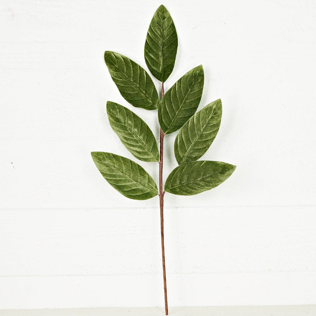 24in Spray-Green Velvet Magnolia Leaves-