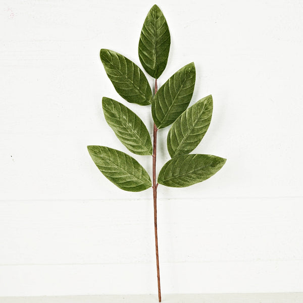 24in Spray-Green Velvet Magnolia Leaves-