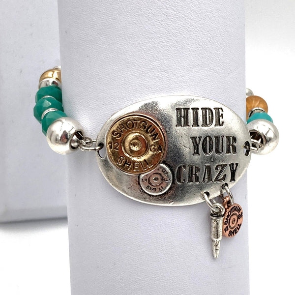 Hide Your Crazy Shotgun Bullet Turquoise Beads Stretch Bracelet